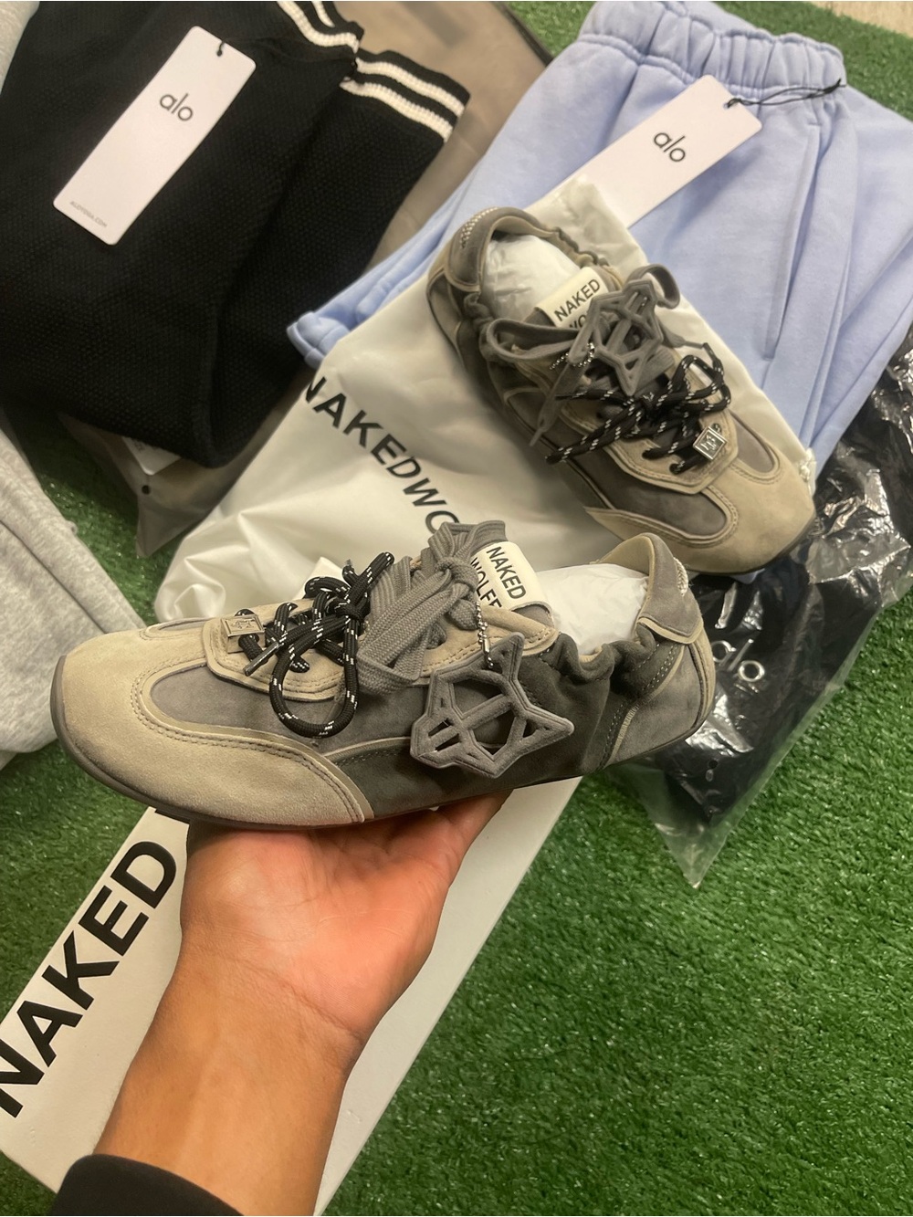 Naked Wolfe Gray Suede & Mesh Sneakers